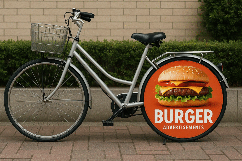 自転車の車輪カバー広告