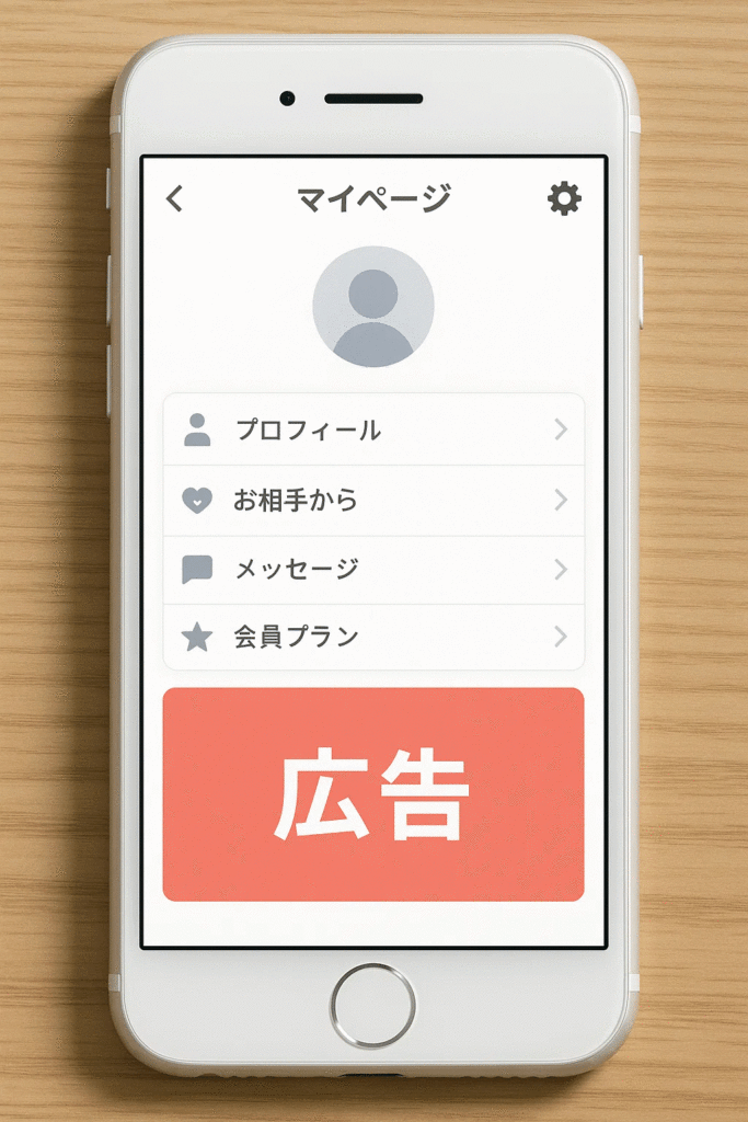 アプリのマイページ内の広告枠